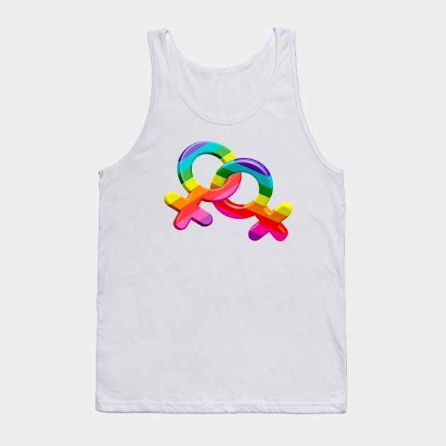 Lesbian couple symbol rainbow colors flag of LGBTQ Pride Tank Top by Visualisworld